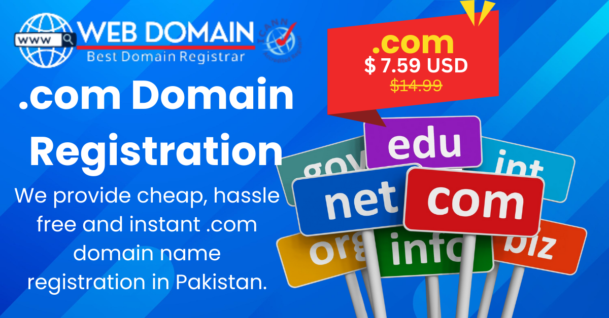 Web Domain PK – buy Cheap domian .com 7.59 USD Pakistan